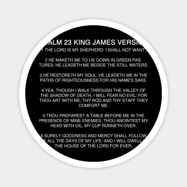 Psalm Chapter 23 King James Version Text Quote Magnet by Holy Bible Verses